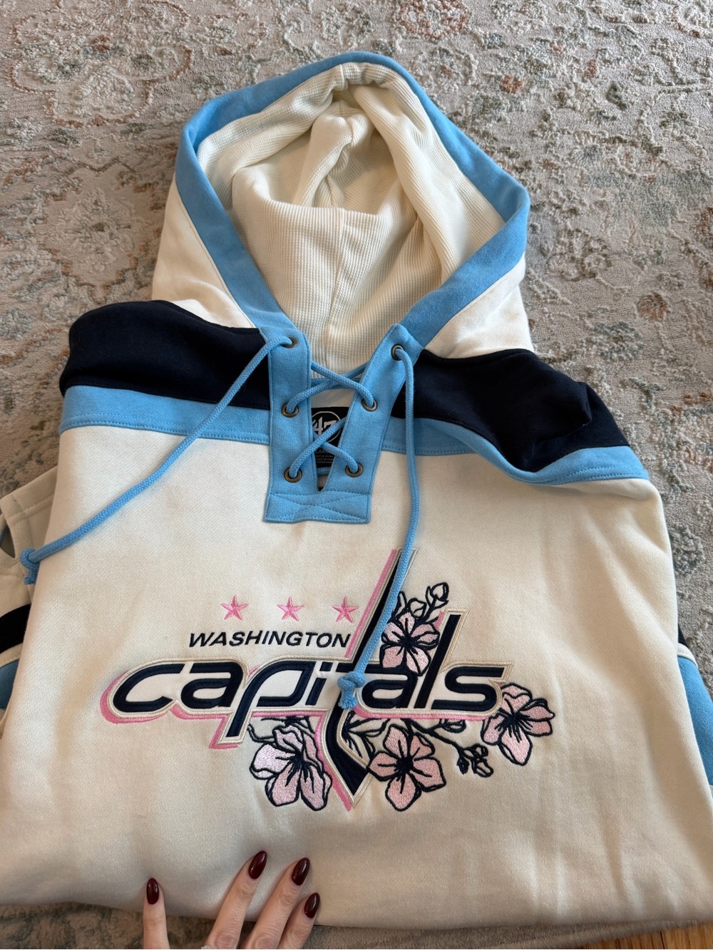 Washington Capitals Hoodie - White with Light Blue & Black Accents